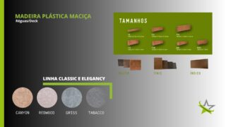 Conheça a nova linha de madeira plástica maciça da Star Deck — desenvolvida para unir sofisticação, resistência e integração perfeita com o paisagismo.

Projetada para valorizar áreas externas com um visual contemporâneo e de alto padrão, a linha traz cores modernas e elegantes que transformam qualquer ambiente com beleza e personalidade. 🏡

✔ Não solta farpas
✔ Não exige lixamento ou envernizamento periódico
✔ Alta durabilidade e baixa manutenção
✔ Diversas medidas para diferentes projetos
✔ Solução completa com mão de obra especializada

Além do acabamento premium, a madeira plástica maciça da Star Deck é uma alternativa sustentável, oferecendo sofisticação sem agredir o meio ambiente. 

Transforme seu espaço externo com segurança, conforto e padrão elevado.

📲 Conheça a nova linha em nosso site: