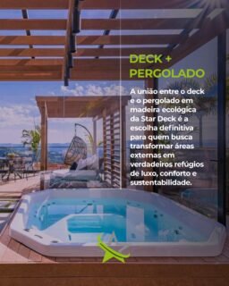 Por que escolher essa combinação para o seu projeto?

  Estética de Alto Padrão sem Desmatamento: Com textura, textura tátil e visual idênticos à madeira natural, a madeira ecológica da Star Deck oferece todo o aconchego do material nobre sem derrubar uma única árvore.

  Alta Durabilidade e Resistência: Desenvolvida para resistir às intempéries mais severas — como sol forte, chuva e maresia —, essa solução não empena, não solta farpas e não apodrece com o tempo.

  Baixa Manutenção: Ao contrário da madeira tradicional, que exige lixamento e aplicação frequente de verniz, a madeira ecológica preserva sua beleza e cor por muito mais tempo, garantindo praticidade no dia a dia.

  Conforto Térmico e Sombra Sob Medida: O pergolado cria a estrutura e o sombreamento ideais para o espaço de convivência, enquanto o deck delimita a área com elegância, resultando em um visual moderno e acolhedor.

 #MadeiraEcológica #Deck #MadeiraPlástica #Arquitetura #Construção #Spa #AmbientesPremium #Design #ÁreaExterna #DeckMaciço #Piscina #Transformação #BemEstar #SpaDay #TransformaçãoDeAmbientes #ÁreaMolhada